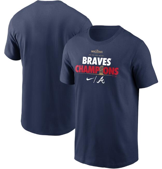 Men's Atlanta Braves 2021 Navy World Series Champions Celebration T-Shirt