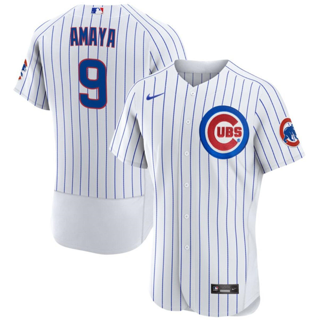 Men's Chicago Cubs #9 Miguel Amaya White Flex Base Stitched Baseball Jersey