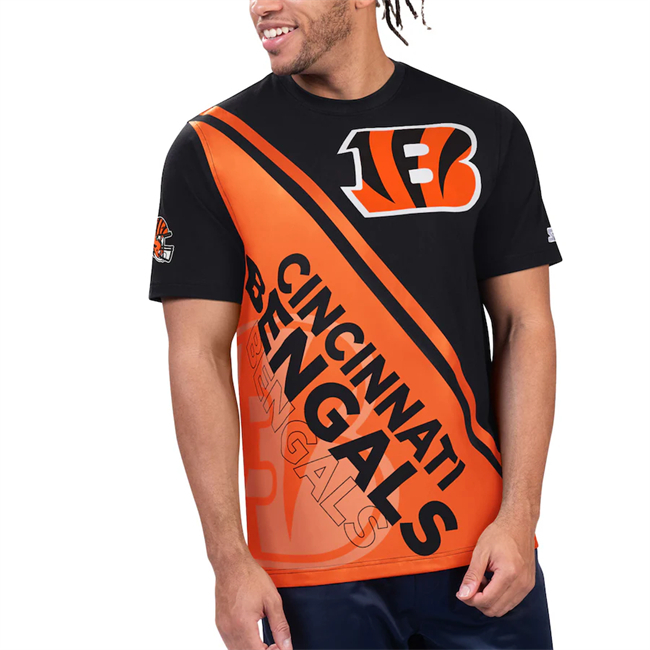 Men's Cincinnati Bengals Black/Orange Finish Line Extreme Graphic T-Shirt