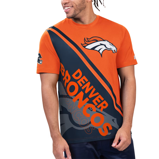 Men's Denver Broncos Orange/Navy Finish Line Extreme Graphic T-Shirt