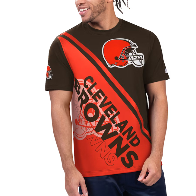 Men's Cleveland Browns Brown/Orange Finish Line Extreme Graphic T-Shirt
