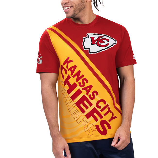 Men's Kansas City Chiefs Red/Gold Finish Line Extreme Graphic T-Shirt