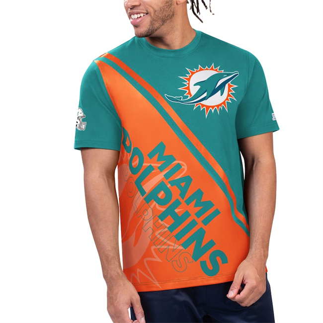Men's Miami Dolphins Aqua/Orange Finish Line Extreme Graphic T-Shirt