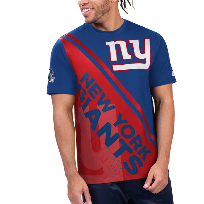 Men's New York Giants Royal/Red Finish Line Extreme Graphic T-Shirt