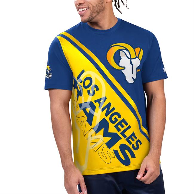 Men's Los Angeles Rams Royal/Gold Finish Line Extreme Graphic T-Shirt