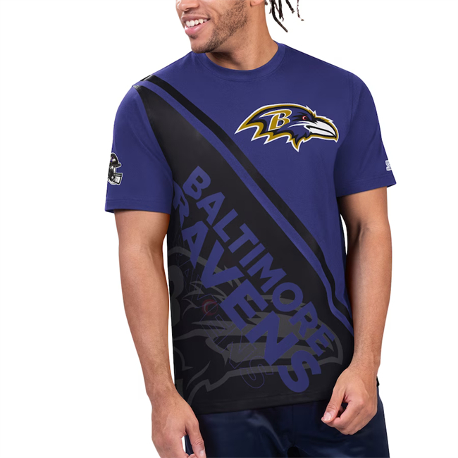 Men's Baltimore Ravens Purple/Black Finish Line Extreme Graphic T-Shirt
