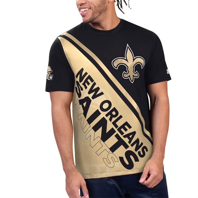 Men's New Orleans Saints Gold/Black Finish Line Extreme Graphic T-Shirt
