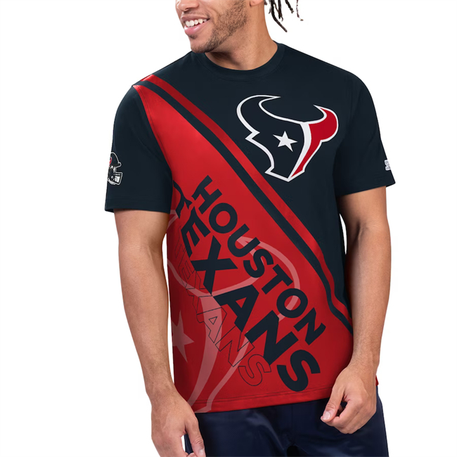 Men's Houston Texans Navy/Red Finish Line Extreme Graphic T-Shirt