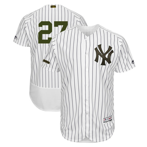 Men's MLB New York Yankees #27 Giancarlo Stanton White Majestic 2018 Memorial Day Authentic Collection Flex Base Stitched Jersey