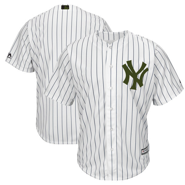 Men's MLB New York Yankees White Majestic 2018 Memorial Day Authentic Collection Flex Base Stitched Jersey