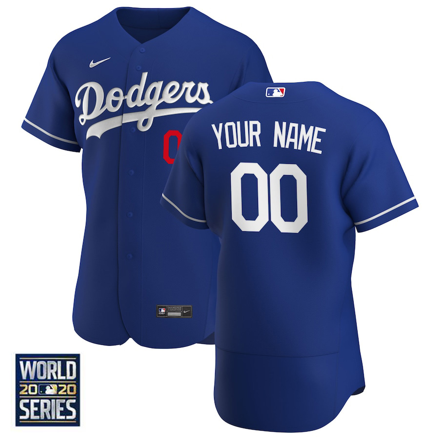 Men's Los Angeles Dodgers Active Player Custom Blue 2020 World Series Bound Flex Base Stitched Jersey