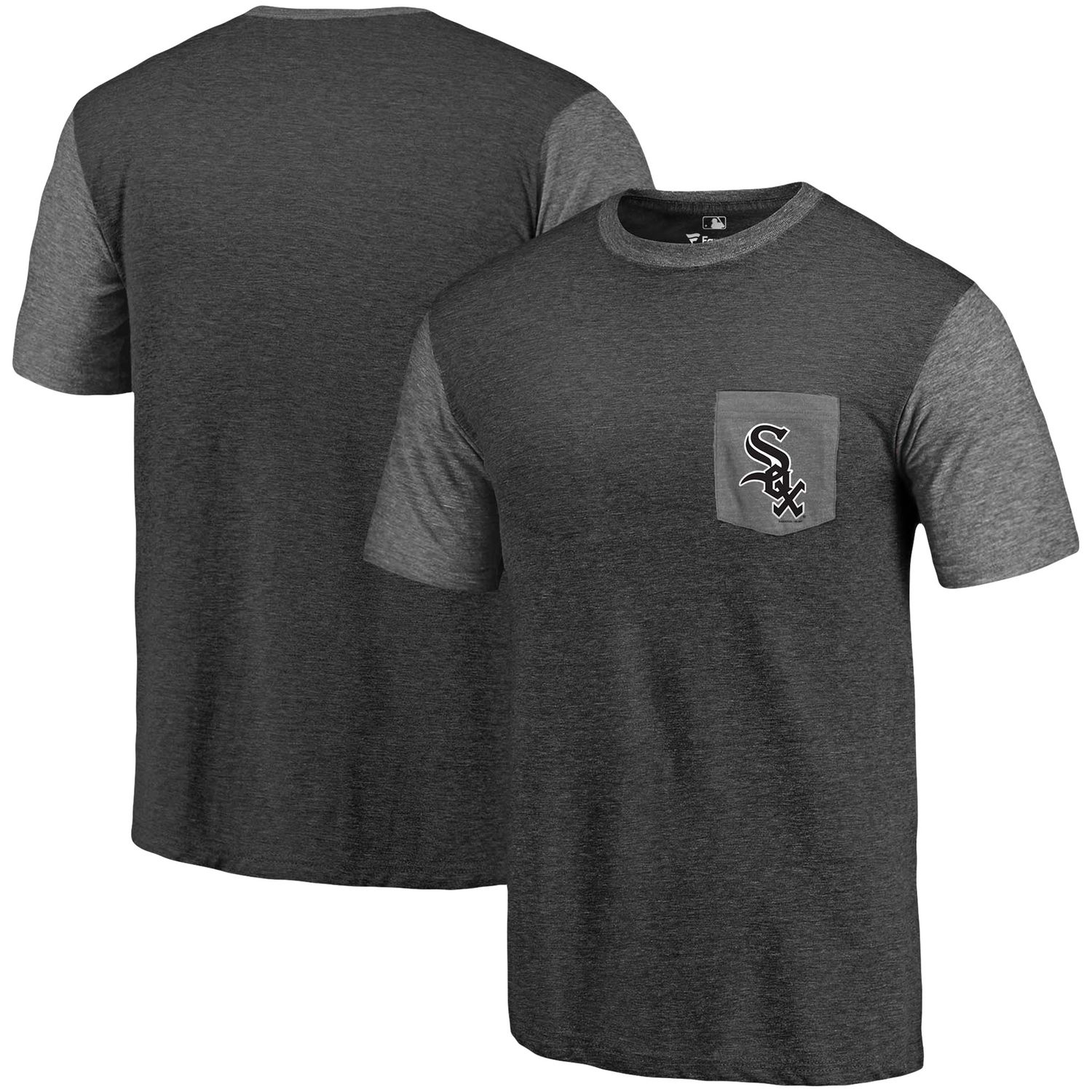 Men's Chicago White Sox Fanatics Branded Black-Heather Gray Refresh Pocket T-Shirt