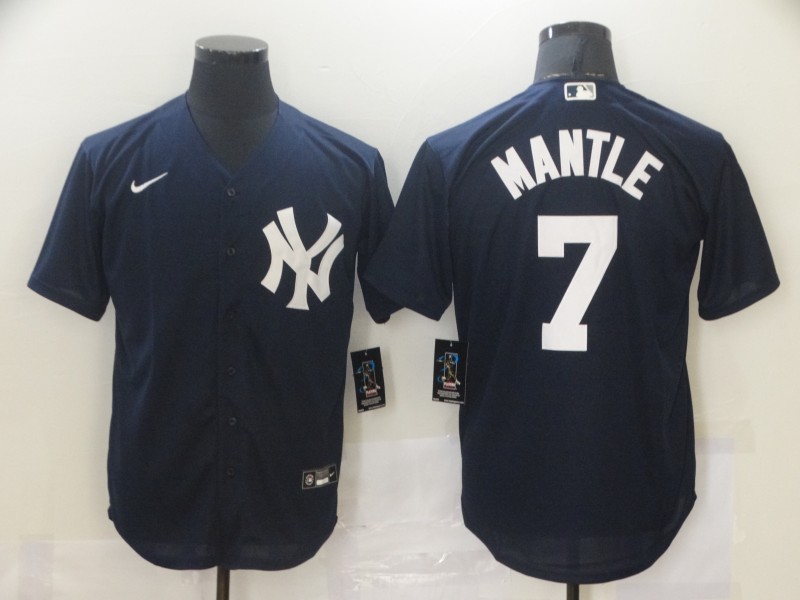 Men's New York Yankees #7 Mickey Mantle Navy Cool Base Stitched Jersey
