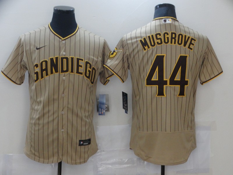 Men's San Diego Padres #44 Joe Musgrove Tan Brown Flex Base Stitched Jersey