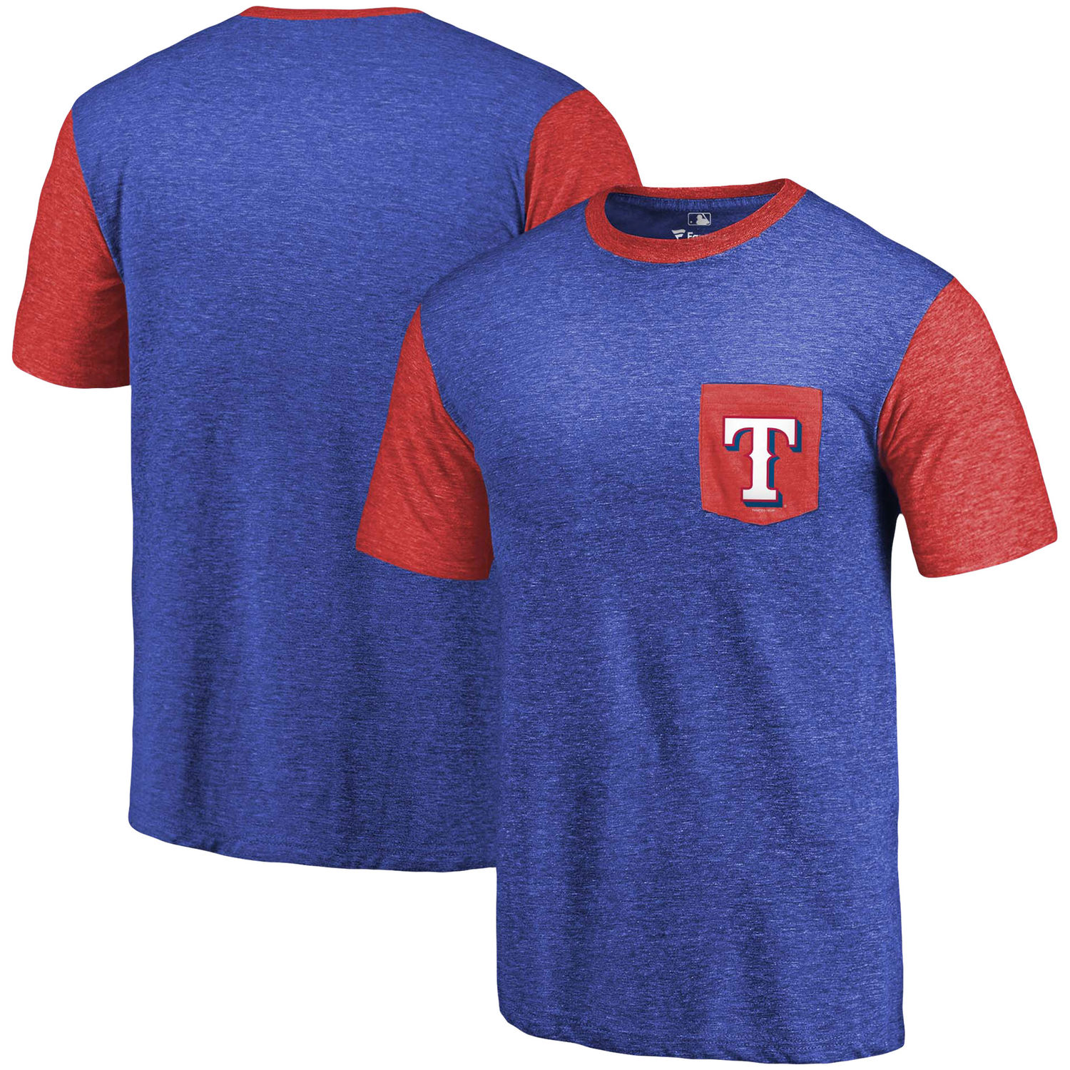 Men's Texas Rangers Fanatics Branded Royal-Red Tri-Blend Refresh Pocket T-Shirt