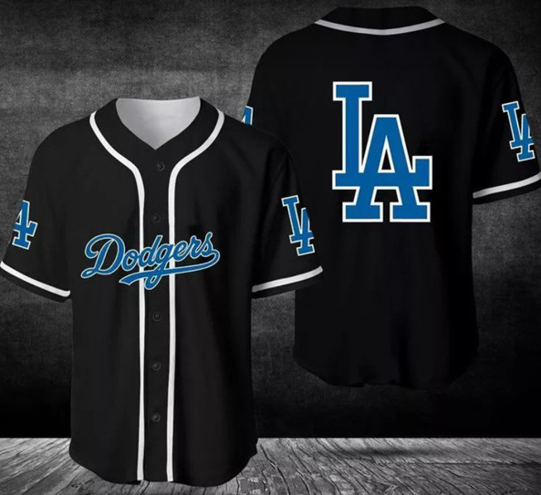 Men's Los Angeles Dodgers Black Stitched Jersey