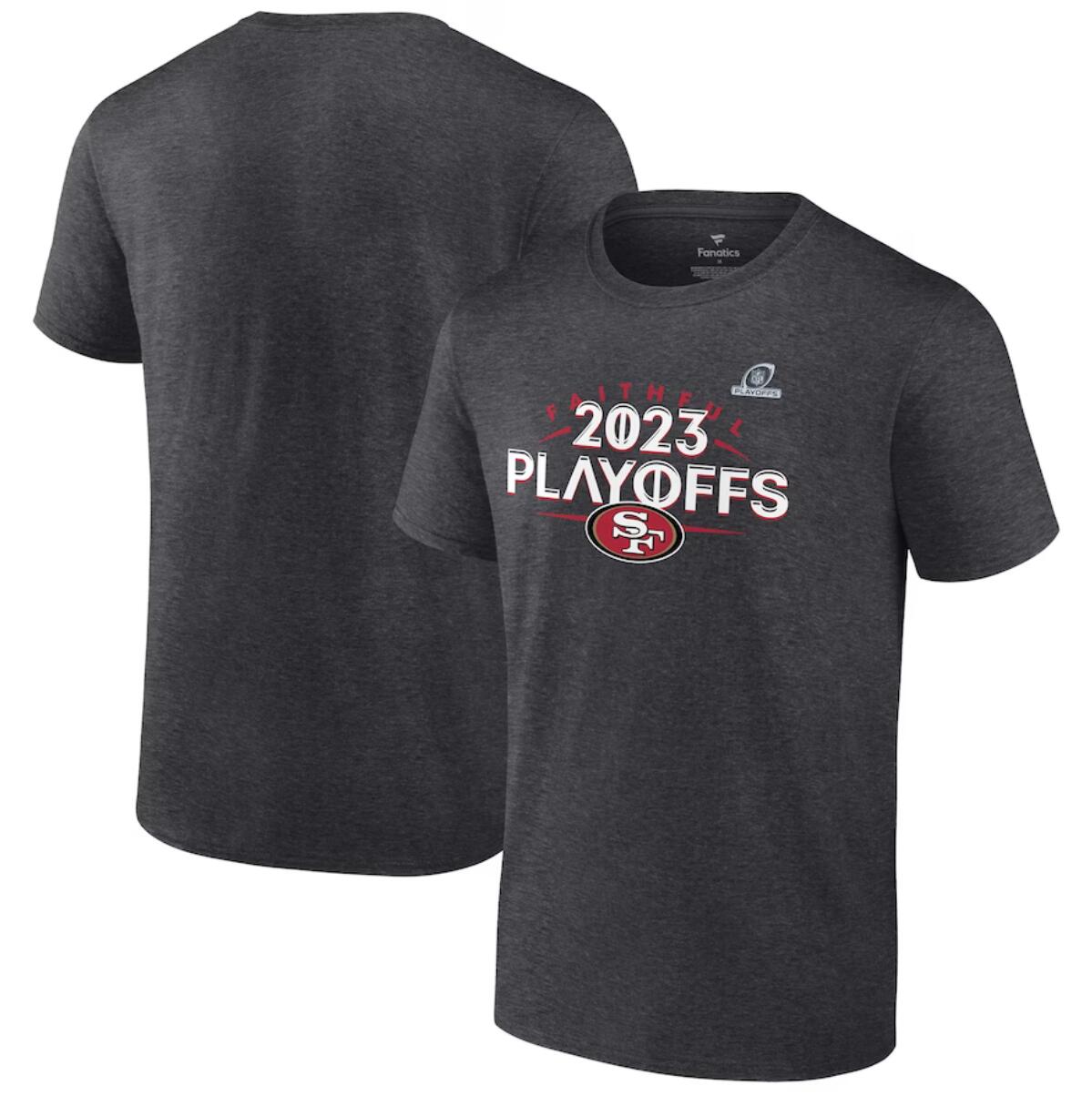 Men's San Francisco 49ers Heather Charcoal 2023 NFL Playoffs T-Shirt