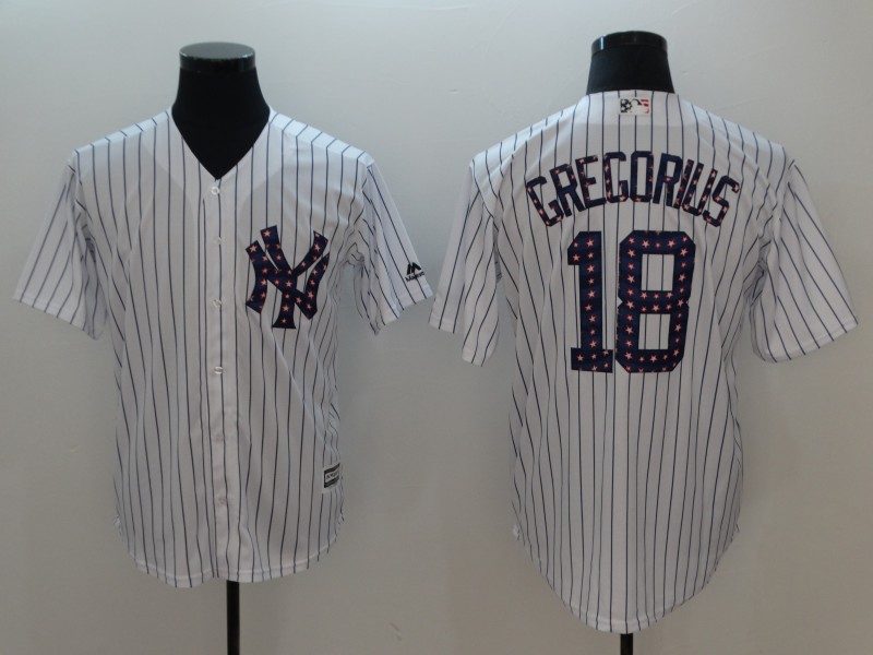Men's MLB New York Yankees 18 Didi Gregorius White 2018 Stars & Stripes Cool Base Jersey