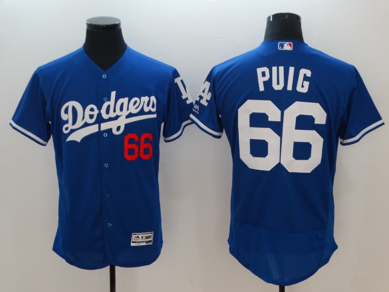 Men's Los Angeles Dodgers #66 Yasiel Puig Blue Flexbase Stitched Jersey
