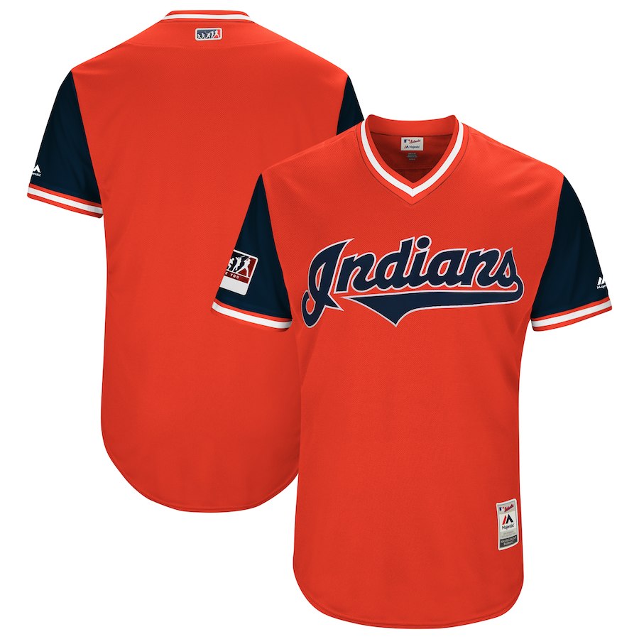 Men's Cleveland Indians Majestic Red/Navy 2018 Players' Weekend Team Stitched MLB Jersey