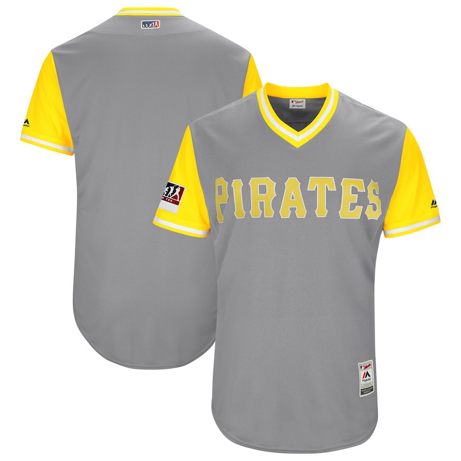Men's Pittsburgh Pirates Majestic Gray/Yellow 2018 Players' Weekend Team Stitched MLB Jersey