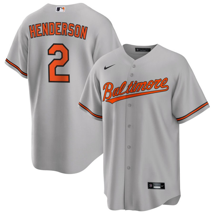 Men's Baltimore Orioles #2 Gunnar Henderson Grey Cool Base Stitched Jersey