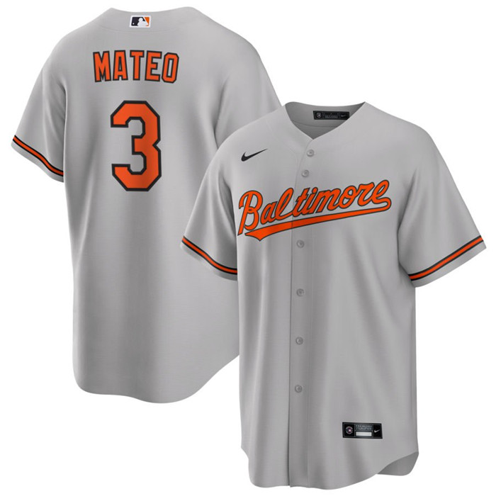 Men's Baltimore Orioles #3 Jorge Mateo Grey Cool Base Stitched Jersey