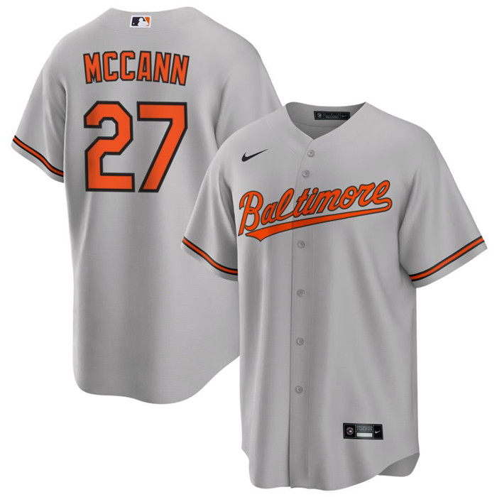 Men's Baltimore Orioles #27 James McCann Grey Cool Base Stitched Jersey