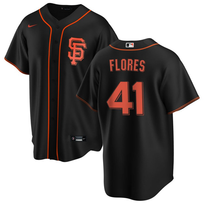 Men's San Francisco Giants #41 Wilmer Flores Black Cool Base Stitched Jersey