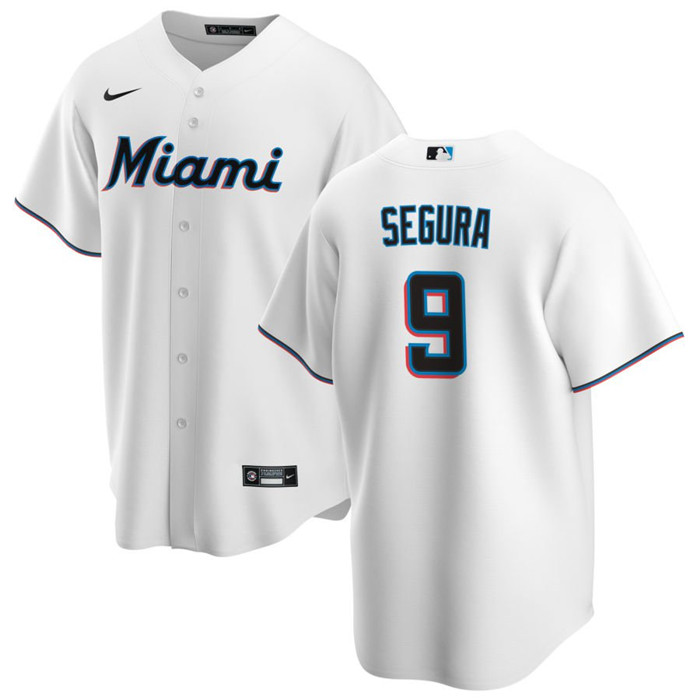 Men's Miami Marlins #9 Jean Segura White Cool Base Stitched Baseball Jersey
