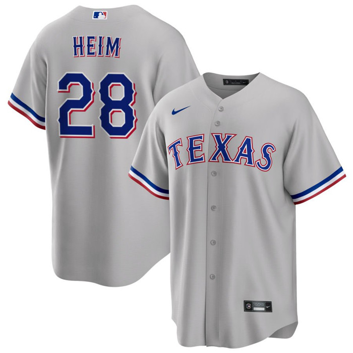 Men's Texas Rangers #28 Jonah Heim Grey Cool Base Stitched Baseball Jersey