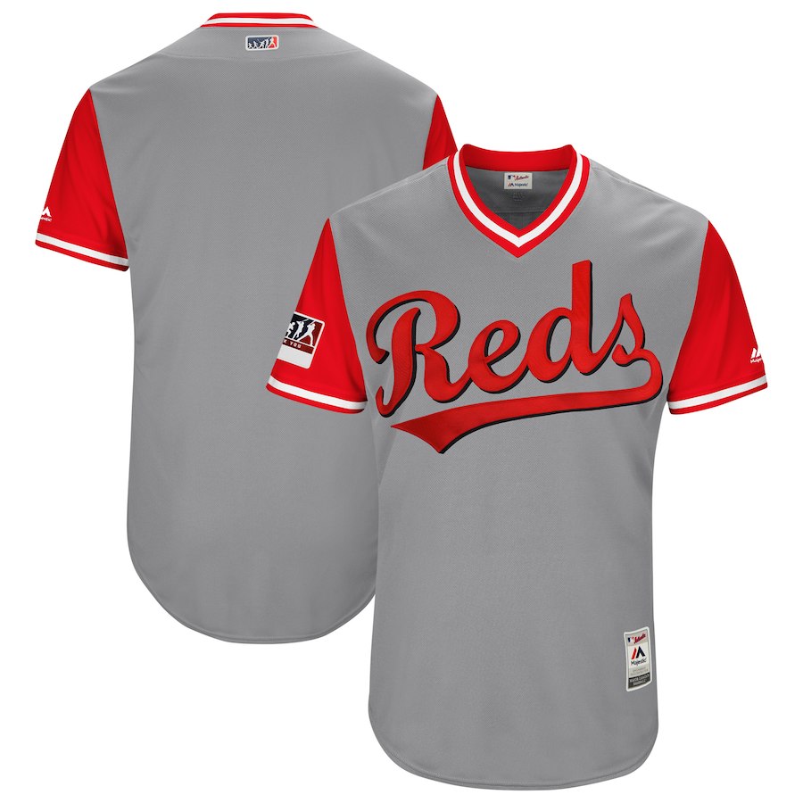 Men's Cincinnati Reds Majestic Gray/Red 2018 Players' Weekend Team Stitched MLB Jersey
