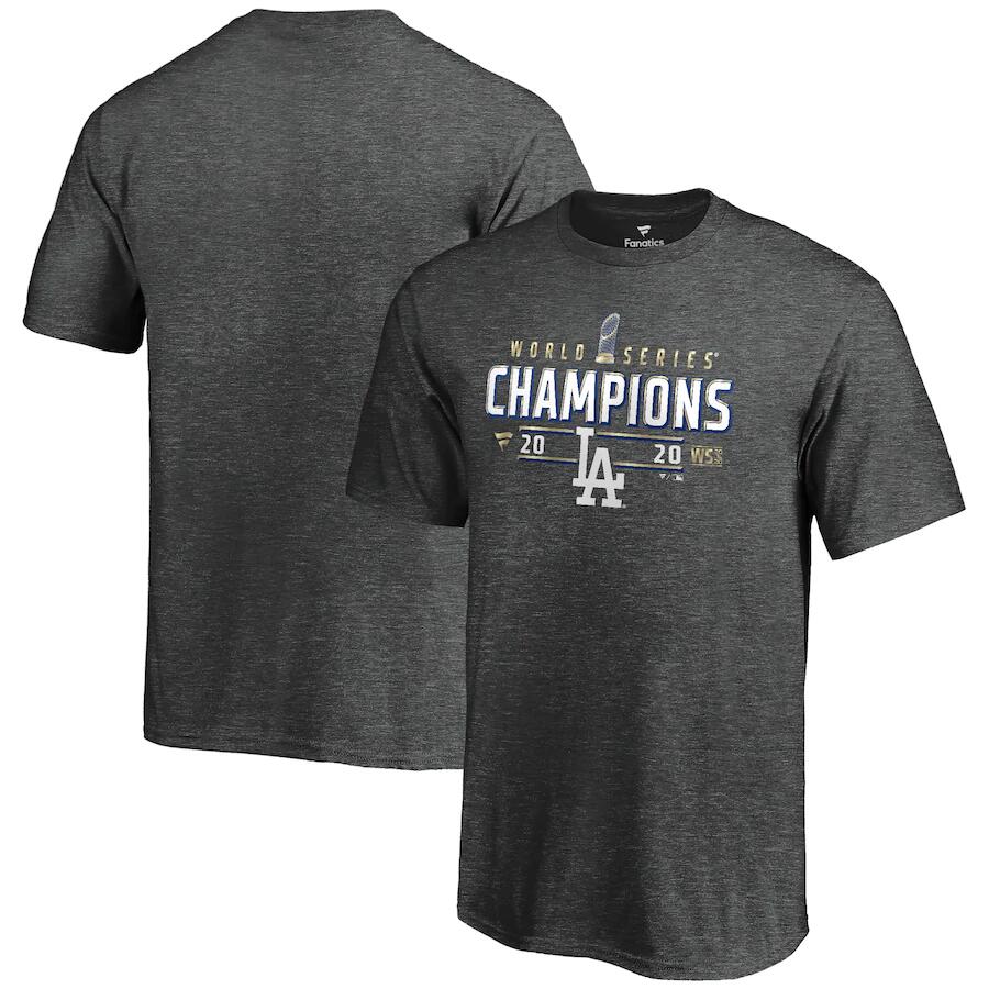 Men's Los Angeles Dodgers Heather Charcoal 2020 World Series Champions Locker Room T-Shirt