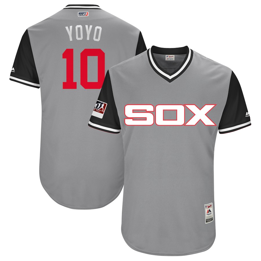 Men's Chicago White Sox #10 Yoan Moncada "Yoyo" Majestic Gray/Black 2018 Players' Weekend Stitched MLB Jersey