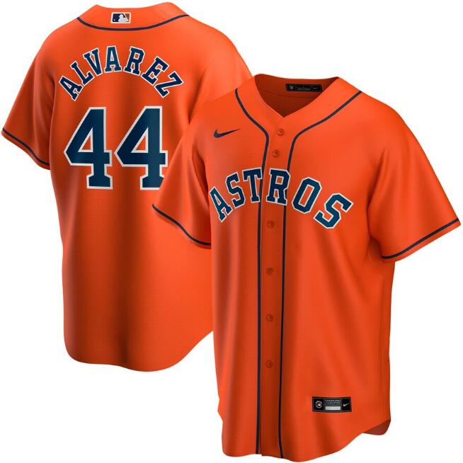 Men's Houston Astros #44 Yordan Alvarez Orange Cool Base Stitched Jersey