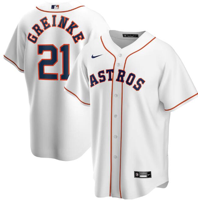 Men's Houston Astros #21 Zack Greinke White Cool Base Stitched Jersey