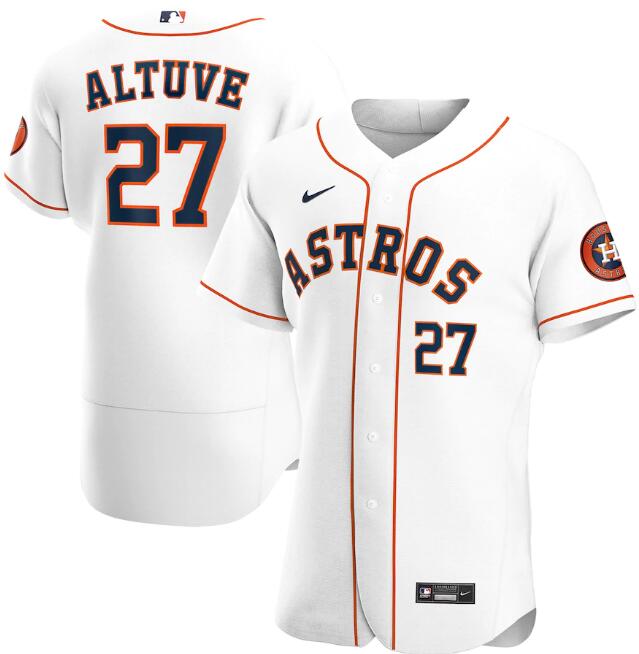 Men's Houston Astros #27 Jose Altuve White Flex Base Stitched Jersey