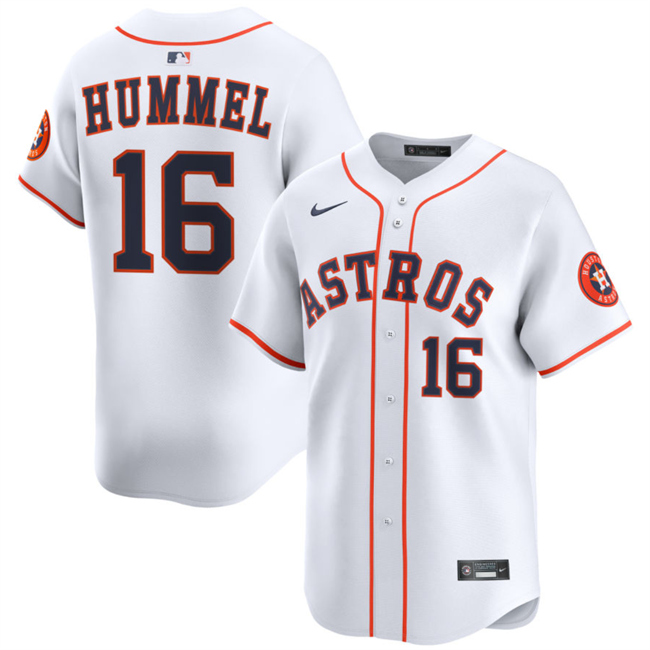 Men's Houston Astros #16 Cooper Hummel White 2025 Home Limited Stitched Baseball Jersey