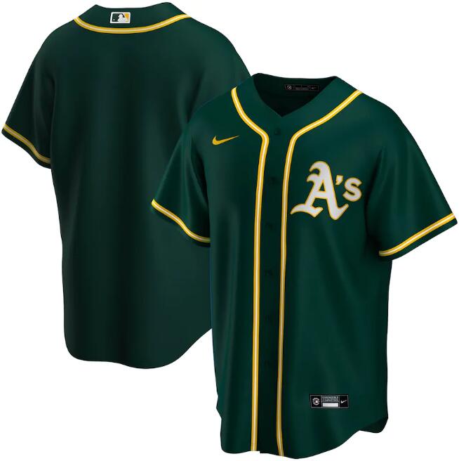 Men's Oakland Athletics Blank Green Cool Base Stitched Jersey