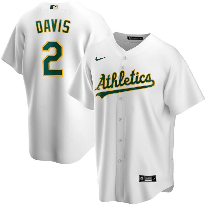 Men's Oakland Athletics #2 Khris Davis White Cool Base Stitched Jersey