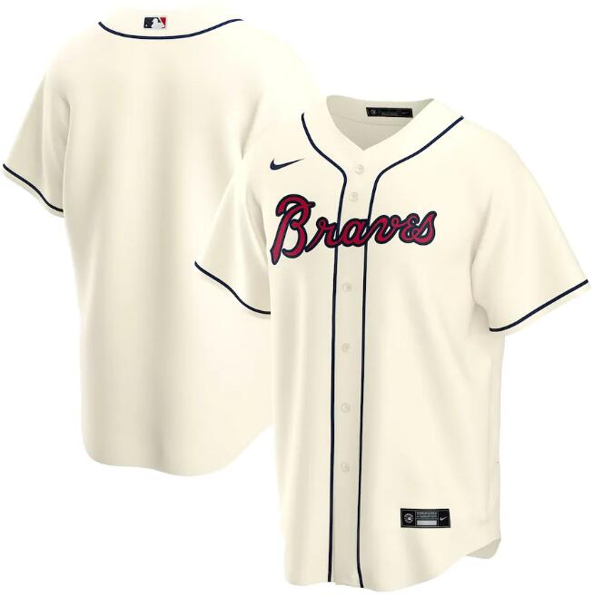 Men's Atlanta Braves Blank Cream Cool Base Stitched Jersey
