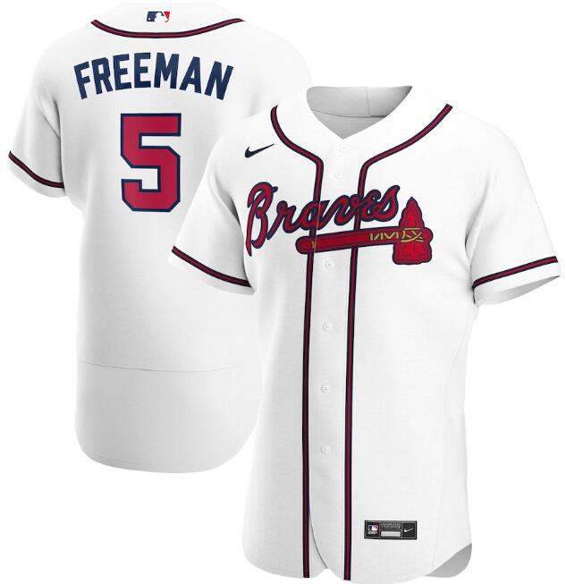 Men's Atlanta Braves #5 Freddie Freeman White Flex Base Stitched Jersey