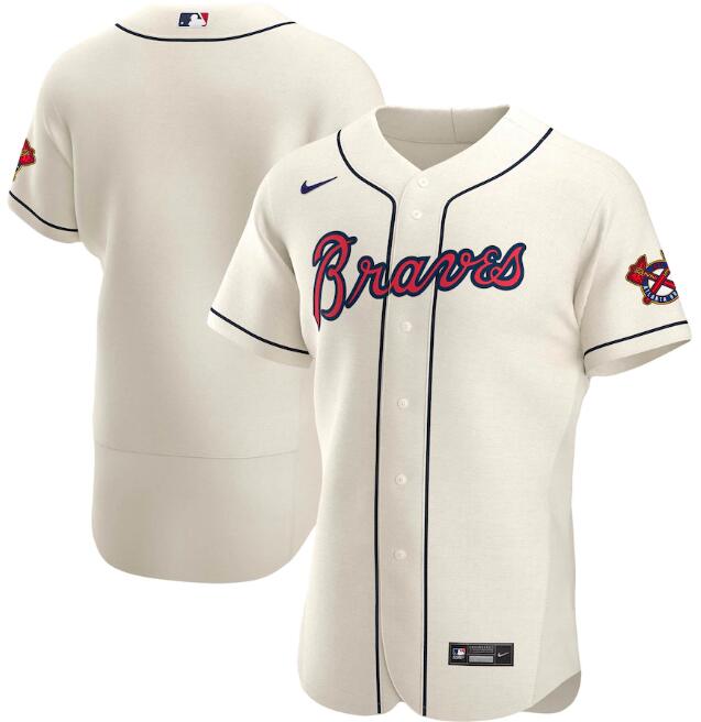 Men's Atlanta Braves Blank Cream Flex Base Stitched Jersey