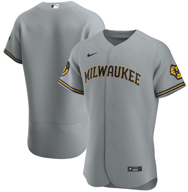 Men's Milwaukee Brewers Blank Grey Flex Base Stitched Jersey