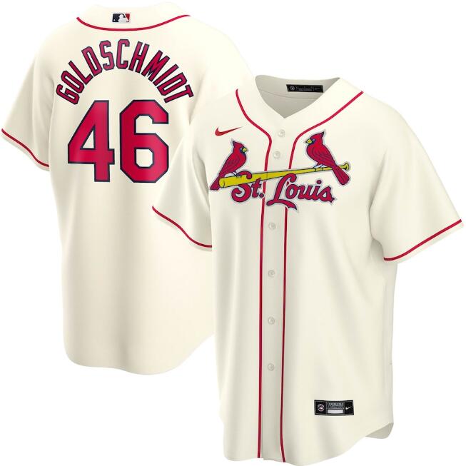 Men's St. Louis Cardinals #46 Paul Goldschmidt Cream Cool Base Stitched Jersey