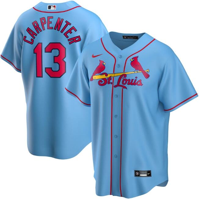 Men's St. Louis Cardinals #13 Matt Carpenter Blue Cool Base Stitched Jersey