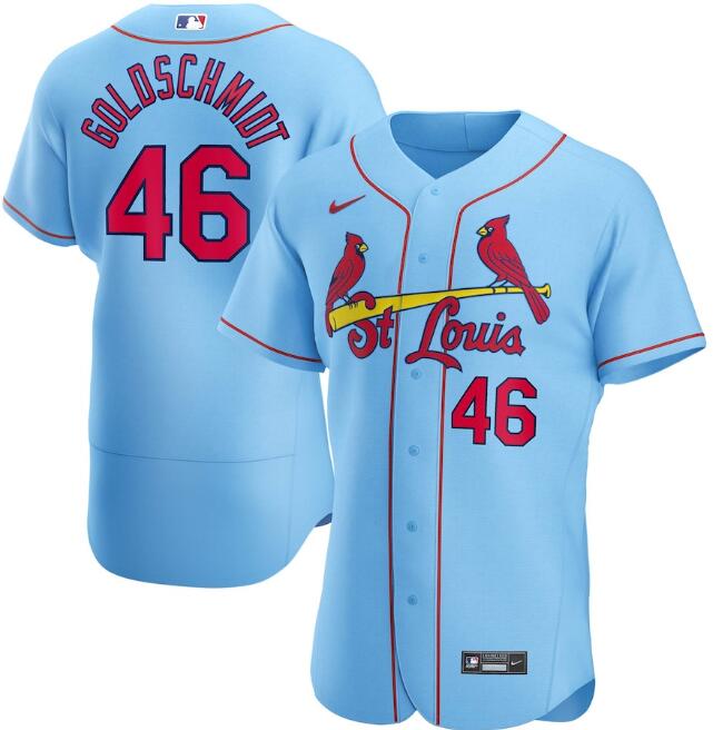 Men's St. Louis Cardinals #46 Paul Goldschmidt Blue Flex Base Stitched Jersey