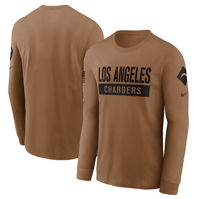 Men's Los Angeles Chargers 2023 Brown Salute To Service Long Sleeve T-Shirt