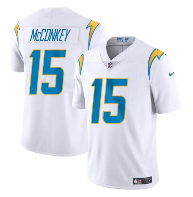 Men's Los Angeles Chargers #15 Ladd McConkey White 2024 Draft Vapor Limited Stitched Football Jersey