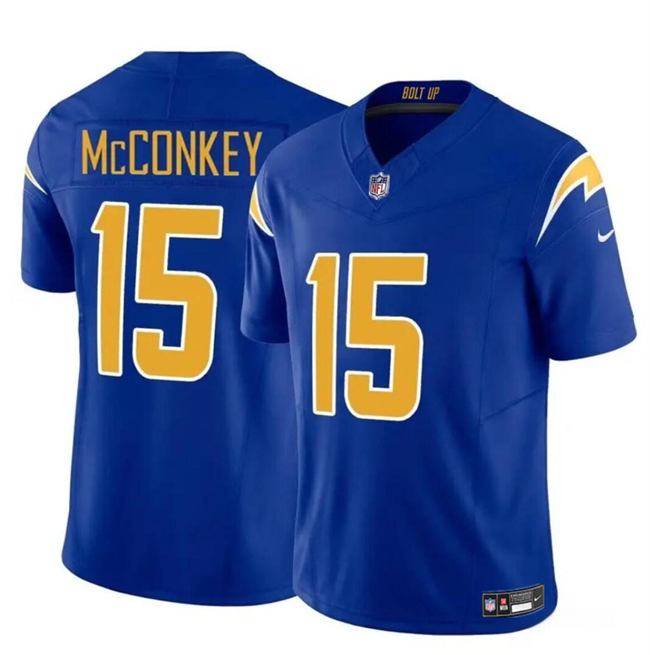 Men's Los Angeles Chargers #15 Ladd McConkey Royal 2024 F.U.S.E Draft Vapor Limited Stitched Football Jersey